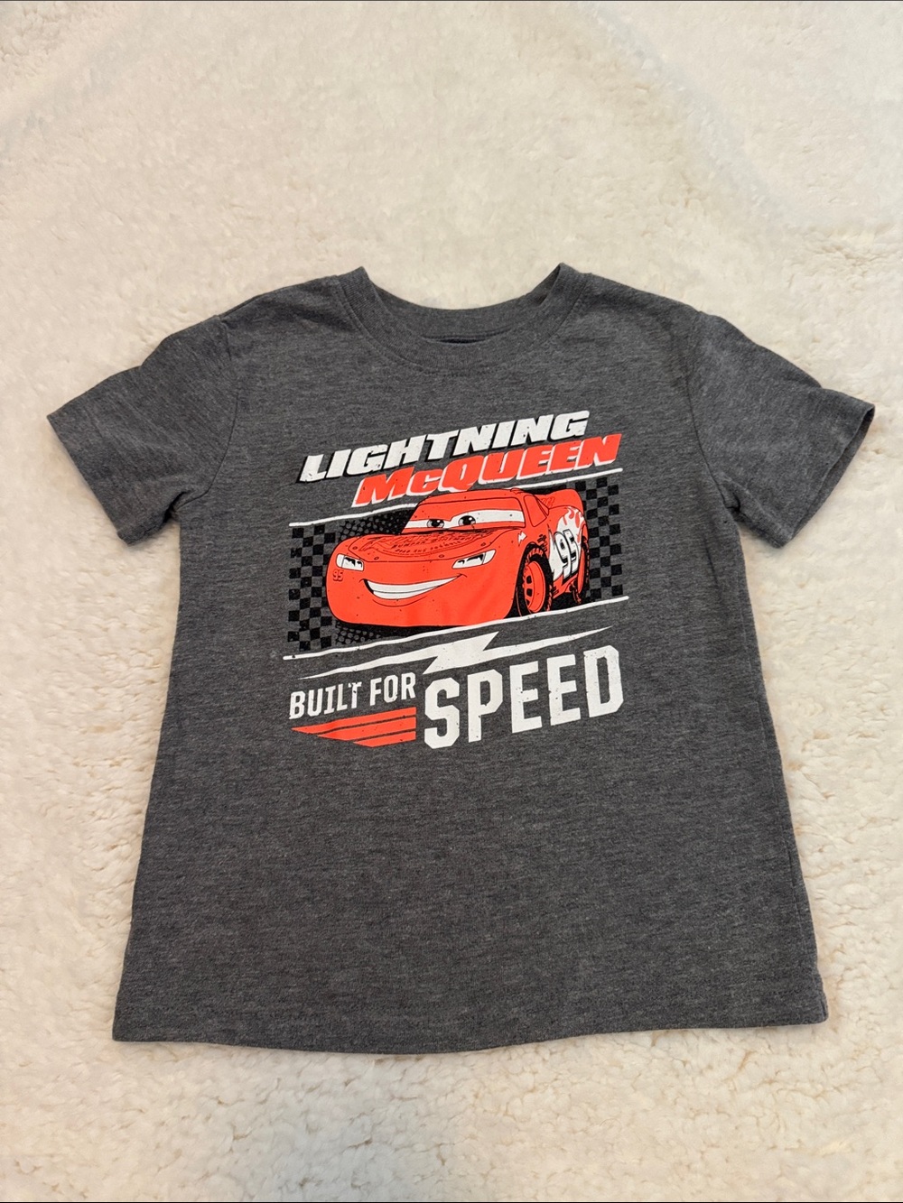 Lightning McQueen Graphic Tee in Grey - Kids Short Sleeve